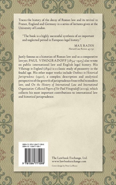 Produktbild: Roman Law in Medieval Europe (1909)