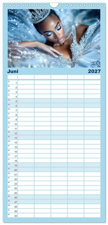 Produktbild: Familienplaner 2027 - Ballerinas in Diamanten mit 5 Spalten (Wandkalender, 21 x 45 cm) CALVENDO