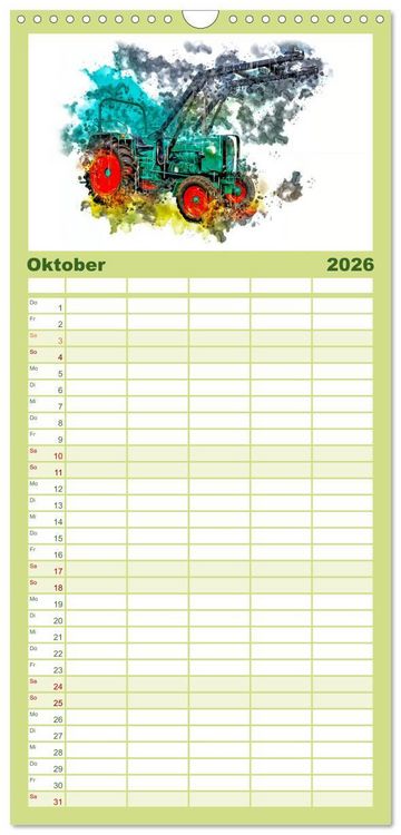 Produktbild: Familienplaner 2026 - Traktoren Oldtimer Legenden mit 5 Spalten (Wandkalender, 21 x 45 cm) CALVENDO