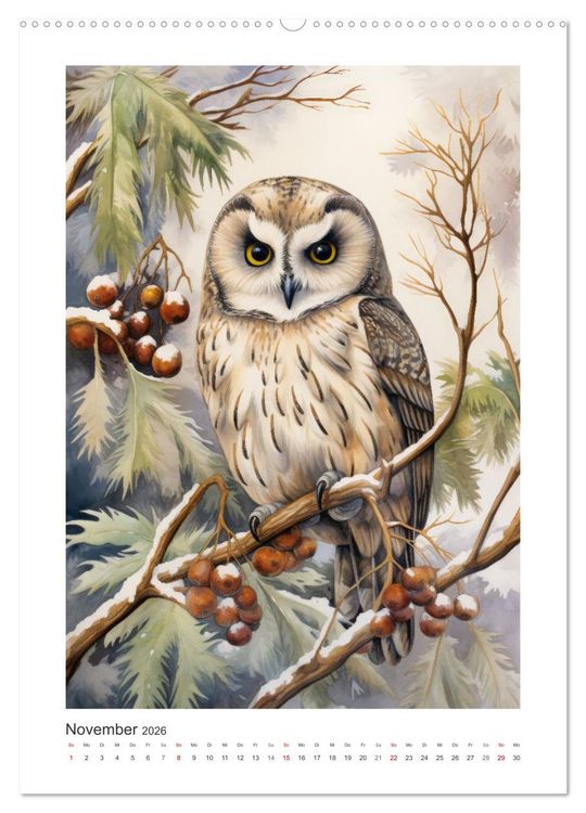 Produktbild: Eulenliebe (hochwertiger Premium Wandkalender 2026 DIN A2 hoch), Kunstdruck in Hochglanz
