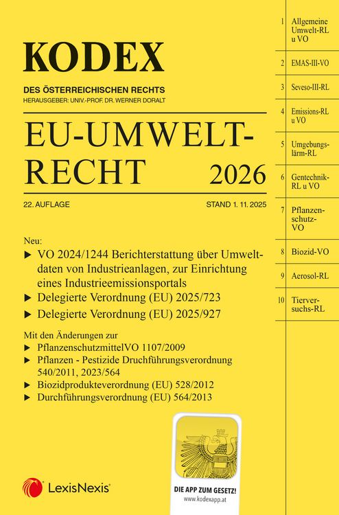 Produktbild: KODEX EU-Umweltrecht 2026 - inkl. App