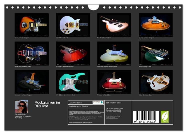 Produktbild: Rockgitarren im Blitzlicht (Wandkalender 2026 DIN A4 quer), CALVENDO Monatskalender