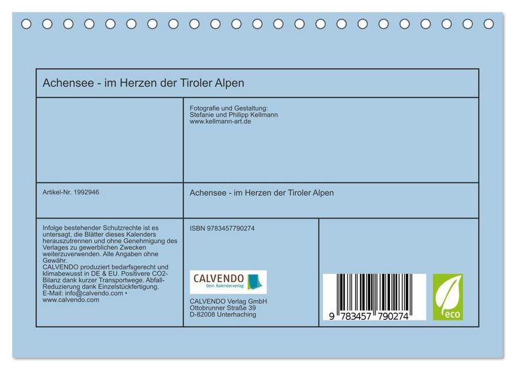 Produktbild: Achensee - im Herzen der Tiroler Alpen (Tischkalender 2026 DIN A5 quer), CALVENDO Monatskalender