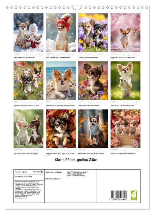 Produktbild: Kleine Pfoten, gro&szlig;es Gl&uuml;ck (Wandkalender 2027 DIN A3 hoch), CALVENDO Monatskalender