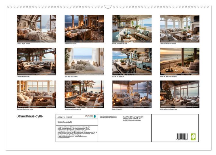 Produktbild: Strandhausidylle (Wandkalender 2026 DIN A2 quer), CALVENDO Monatskalender