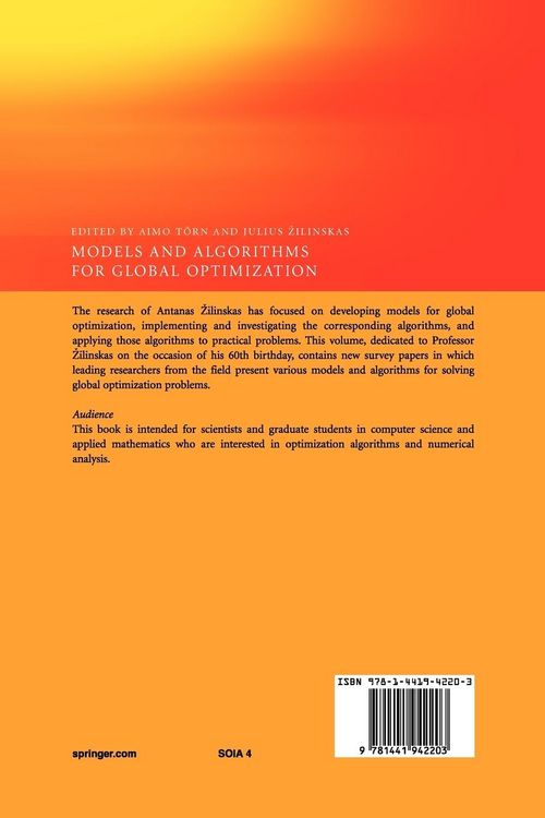 Produktbild: Models and Algorithms for Global Optimization