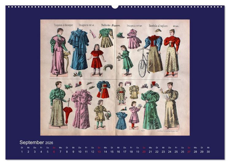 Produktbild: Alte europ&auml;ische Ankleidepuppen aus Papier (Wandkalender 2026 DIN A2 quer), CALVENDO Monatskalender