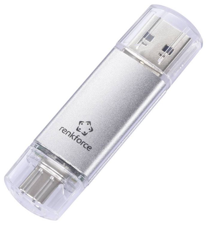 Produktbild: Renkforce RF-USBOS-230 USB-Stick 64GB Silber RF-6688140 USB-A, USB-C&reg;