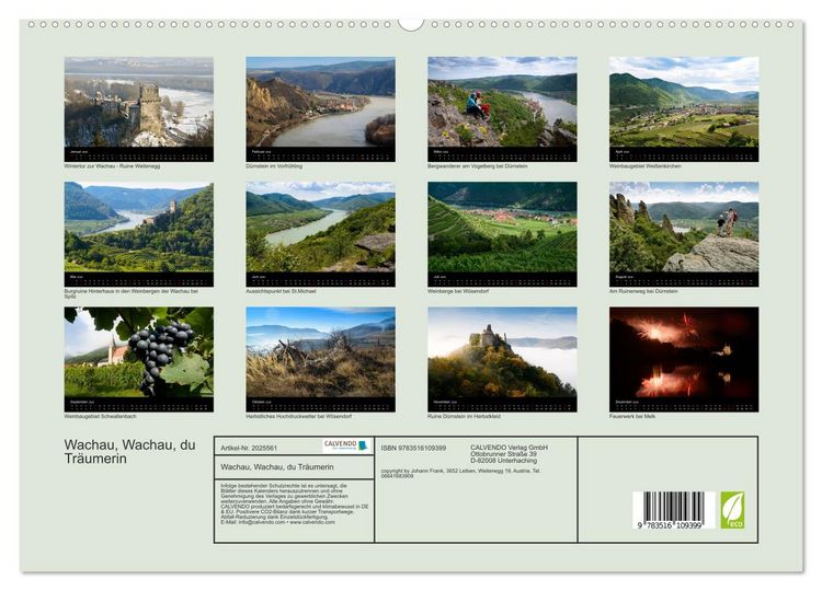 Produktbild: Wachau, Wachau, du Tr&auml;umerin (hochwertiger Premium Wandkalender 2026 DIN A2 quer), Kunstdruck in Hochglanz