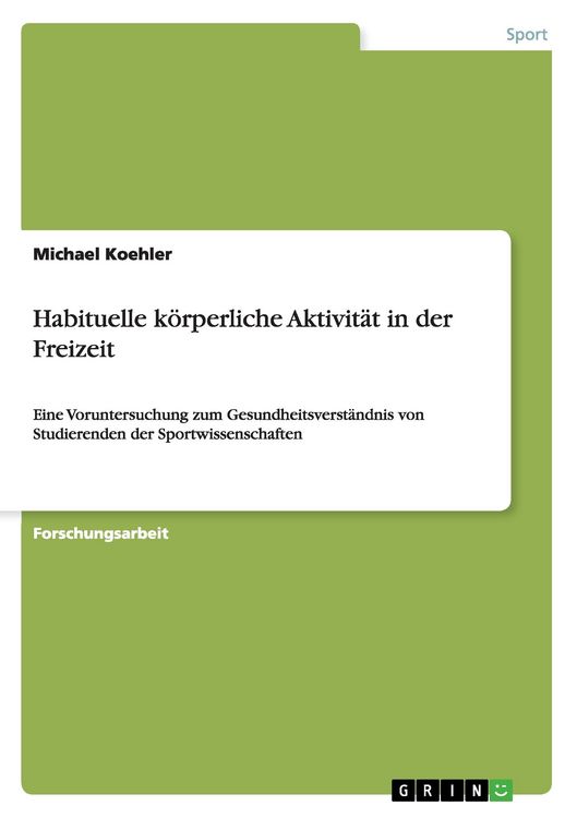 Produktbild: Habituelle k&ouml;rperliche Aktivit&auml;t in der Freizeit