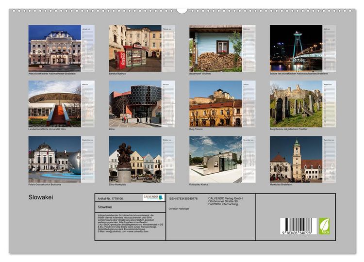 Produktbild: Slowakei (hochwertiger Premium Wandkalender 2025 DIN A2 quer), Kunstdruck in Hochglanz