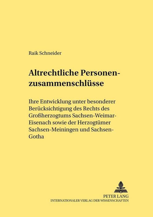 Produktbild: Altrechtliche Personenzusammenschl&uuml;sse
