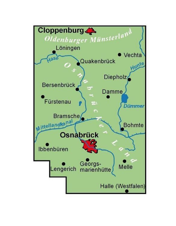 Produktbild: BVA ADFC Regionalkarte Osnabr&uuml;cker Land /Oldenburger M&uuml;nsterland, mit Knotenpunkten 1:75.000
