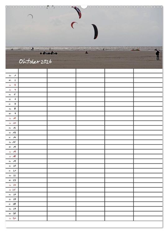 Produktbild: St. Peter Ording Familienplaner (hochwertiger Premium Wandkalender 2026 DIN A2 hoch), Kunstdruck in Hochglanz
