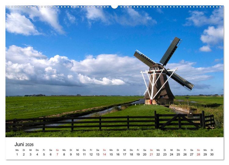 Produktbild: DIE SCH&Ouml;NSTEN WINDM&Uuml;HLEN IN HOLLAND 2026 (hochwertiger Premium Wandkalender 2026 DIN A2 quer), Kunstdruck in Hochglanz