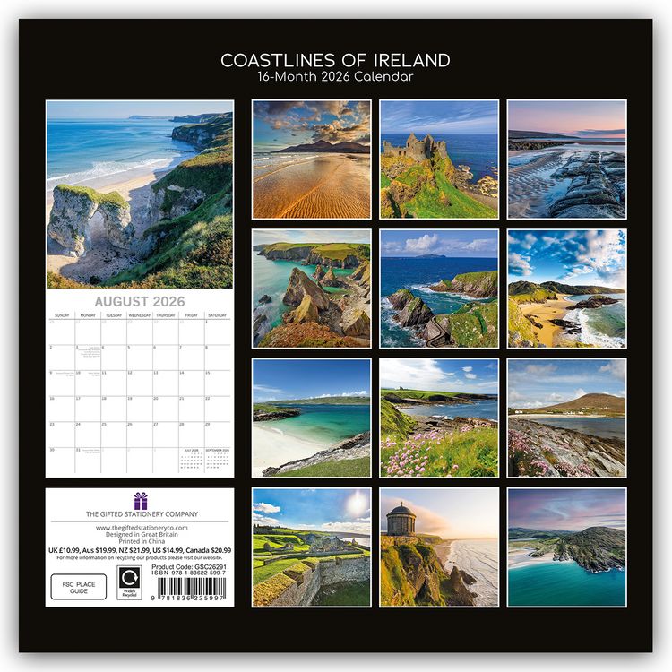 Produktbild: Coastlines of Ireland – Irlands Küsten 2026 – 16-Monatskalender