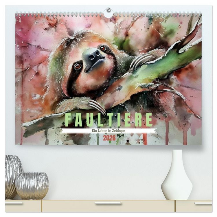 Produktbild: Faultiere, ein Leben in Zeitlupe (hochwertiger Premium Wandkalender 2026 DIN A2 quer), Kunstdruck in Hochglanz