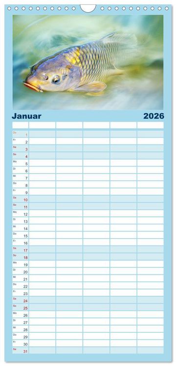 Produktbild: Familienplaner 2026 - Fischwelt - Artwork mit 5 Spalten (Wandkalender, 21 x 45 cm) CALVENDO
