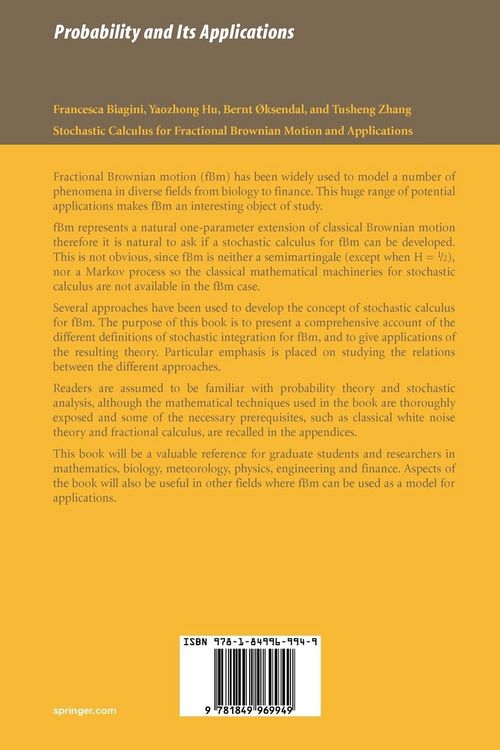 Produktbild: Stochastic Calculus for Fractional Brownian Motion and Applications