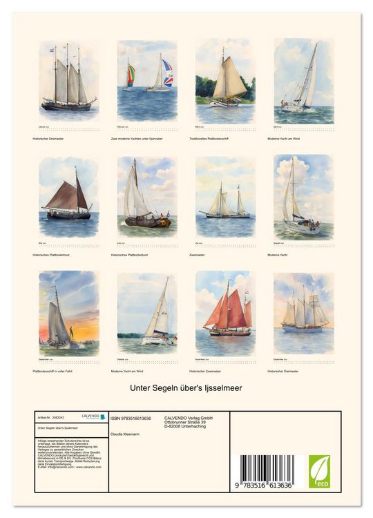 Produktbild: Unter Segeln &uuml;ber's Ijsselmeer (Wandkalender 2026 DIN A4 hoch), CALVENDO Monatskalender