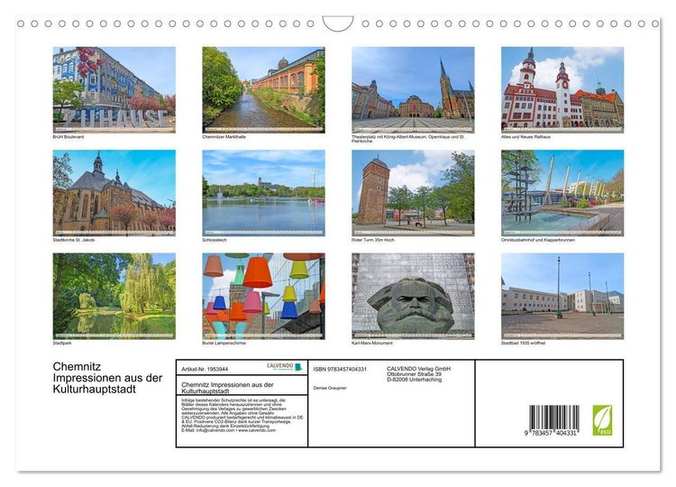 Produktbild: Chemnitz Impressionen aus der Kulturhauptstadt (Wandkalender 2026 DIN A3 quer), CALVENDO Monatskalender