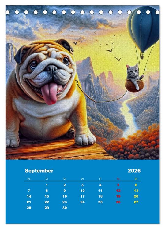 Produktbild: Abenteuer mit Micki und Bullig! (Tischkalender 2026 DIN A5 hoch), CALVENDO Monatskalender