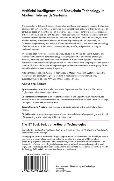 Produktbild: Artificial Intelligence and Blockchain Technology in Modern Telehealth Systems