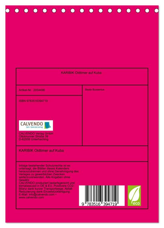 Produktbild: KARIBIK Oldtimer auf Kuba (Tischkalender 2026 DIN A5 hoch), CALVENDO Monatskalender
