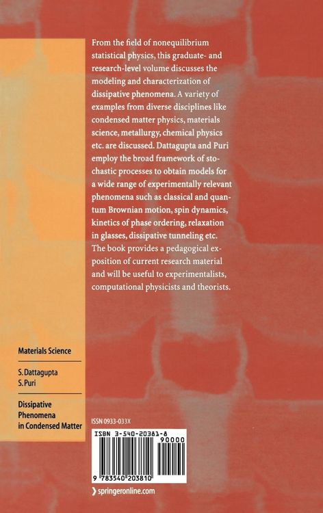Produktbild: Dissipative Phenomena in Condensed Matter