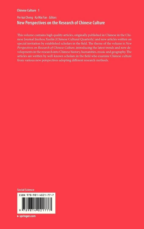 Produktbild: New Perspectives on the Research of Chinese Culture