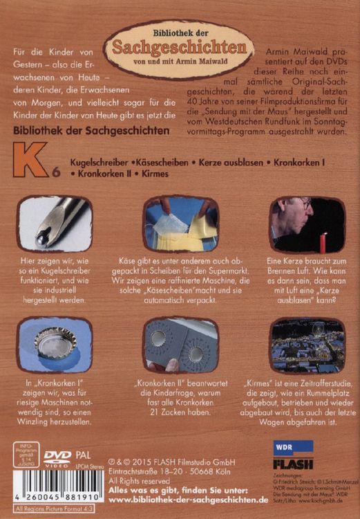 Produktbild: K6 - Kugelschreiber/K&auml;sescheiben/Kerze aufblasen/Kronkorken/Kirmes (Bibliothek der Sachgeschichten)
