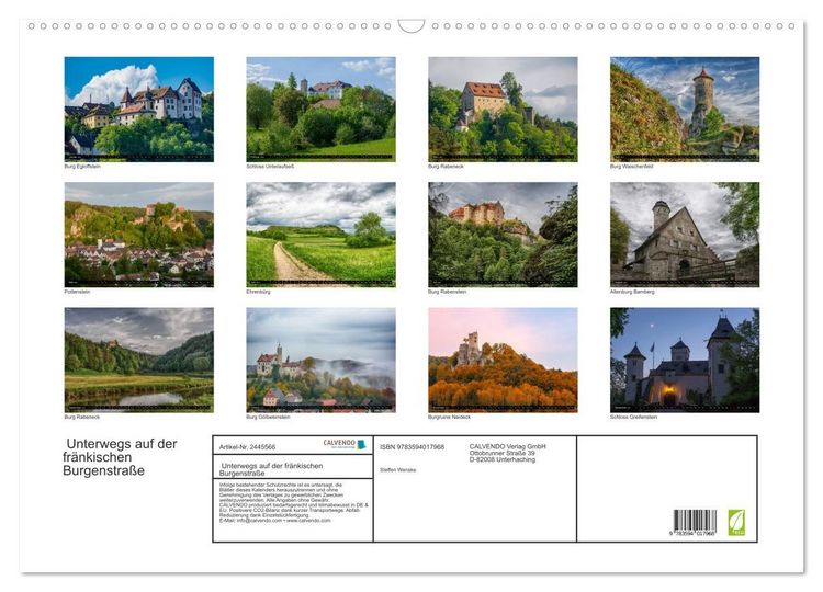 Produktbild: Unterwegs auf der fr&auml;nkischen Burgenstra&szlig;e (Wandkalender 2027 DIN A2 quer), CALVENDO Monatskalender