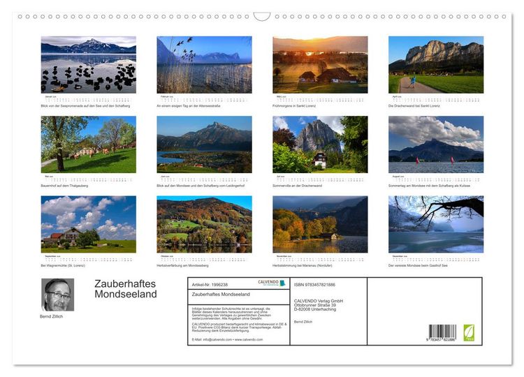 Produktbild: Zauberhaftes Mondseeland (Wandkalender 2026 DIN A2 quer), CALVENDO Monatskalender