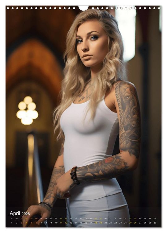 Produktbild: Tattoo Sch&ouml;nheiten - zw&ouml;lf Monate, zw&ouml;lf Frauen und jede Menge Tattoos (Wandkalender 2026 DIN A3 hoch), CALVENDO Monatskalender