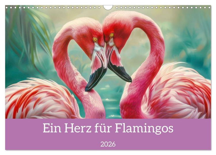 Produktbild: Ein Herz f&uuml;r Flamingos (Wandkalender 2026 DIN A3 quer), CALVENDO Monatskalender
