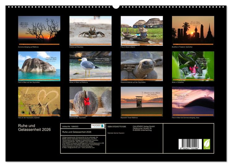 Produktbild: Ruhe und Gelassenheit 2026 (hochwertiger Premium Wandkalender 2026 DIN A2 quer), Kunstdruck in Hochglanz