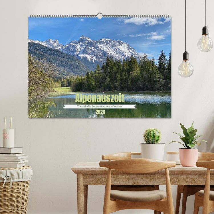Produktbild: Alpenauszeit - Traumhafte Bergmomente am Wasser (Wandkalender 2026 DIN A2 quer), CALVENDO Monatskalender
