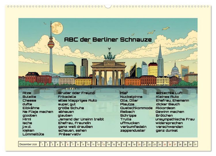 Produktbild: Liebenswerte Berliner Mundart (hochwertiger Premium Wandkalender 2026 DIN A2 quer), Kunstdruck in Hochglanz