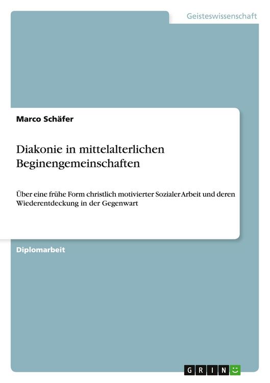 Produktbild: Diakonie in mittelalterlichen Beginengemeinschaften