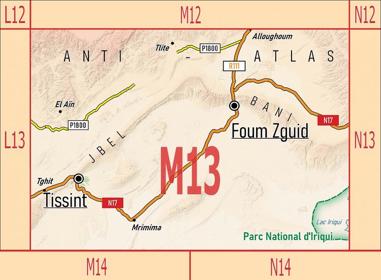 Produktbild: M13: Foum Zguid - Tissint - PN d'Iriqui ouest - Jbel Bani