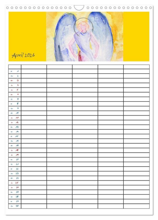Produktbild: Engelhafter Familienplaner (Wandkalender 2026 DIN A3 hoch), CALVENDO Monatskalender