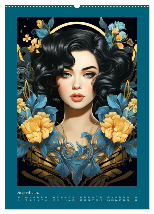 Produktbild: Glanz der Filmdiven. Art Nouveau Paintings im Poster-Stil (Wandkalender 2026 DIN A2 hoch), CALVENDO Monatskalender