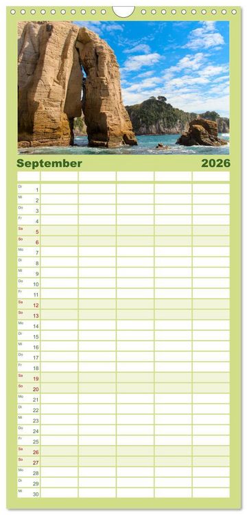 Produktbild: Familienplaner 2026 - Neuseeland - Die sch&ouml;nsten Orte am anderen Ende der Welt mit 5 Spalten (Wandkalender, 21 x 45 cm) CALVENDO
