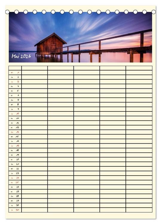 Produktbild: Urlaubsparadiese - Familienplaner (Tischkalender 2026 DIN A5 hoch), CALVENDO Monatskalender