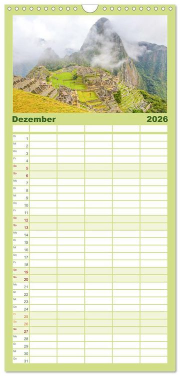 Produktbild: Familienplaner 2026 - Peru - Magie der Anden mit 5 Spalten (Wandkalender, 21 x 45 cm) CALVENDO