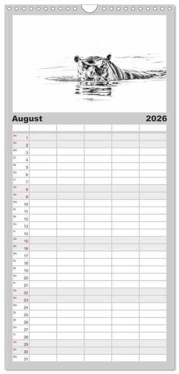 Produktbild: Familienplaner 2026 - AFRIKA - Schwarz-weiss Fotografien im modernen "High Key" Look mit 5 Spalten (Wandkalender, 21 x 45 cm) CALVENDO