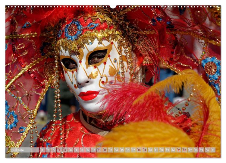 Produktbild: neunziggrad I photoart: venezia carnevale (hochwertiger Premium Wandkalender 2026 DIN A2 quer), Kunstdruck in Hochglanz