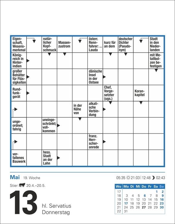 Produktbild: Kreuzwortr&auml;tsel Tagesabrei&szlig;kalender 2027
