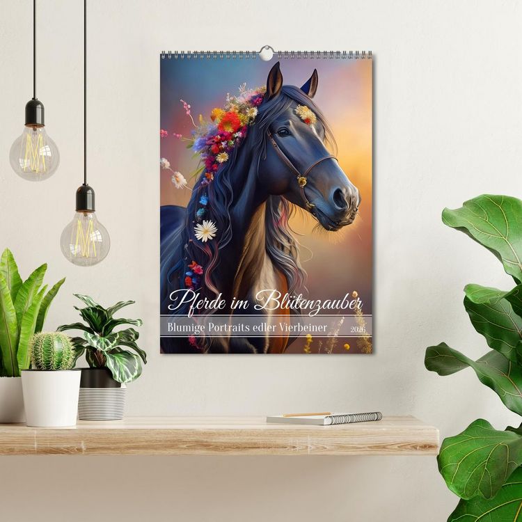 Produktbild: Pferde im Bl&uuml;tenzauber &ndash; Blumige Portraits edler Vierbeiner (Wandkalender 2026 DIN A3 hoch), CALVENDO Monatskalender