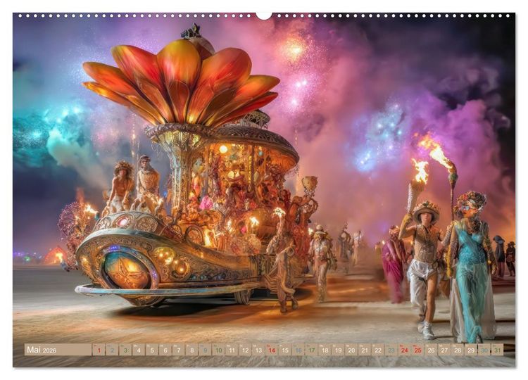 Produktbild: Festival der Kreativit&auml;t und Lebenslust - In der W&uuml;ste (hochwertiger Premium Wandkalender 2026 DIN A2 quer), Kunstdruck in Hochglanz